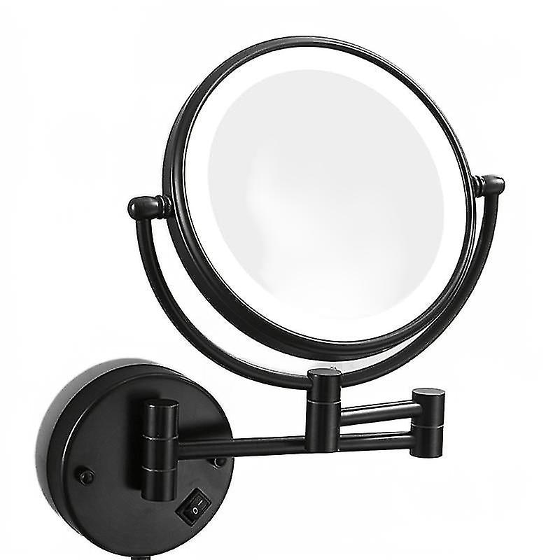 Makeup Mirrors Black Brass Led Extending Folding Wall Mounted Double Side Led Light Mirrors