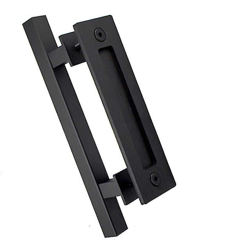 Sliding Barn Door Handle Flat Back Plate Double Sided Rectangular Black Door Pull Handle