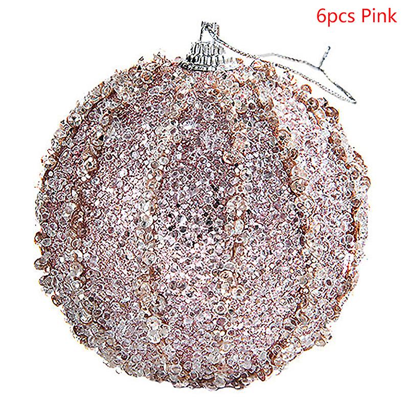 1/6pcs 8cm Christmas Tree Hanging Balls Sequined Shiny Xmas Foam Bauble Pendant
