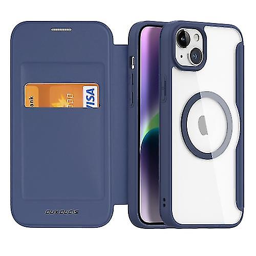 Per Iphone 15 Plus Dux Ducis Skin X Pro Series Magsafe Pc + Tpu Phone Custodia in pelle Blu