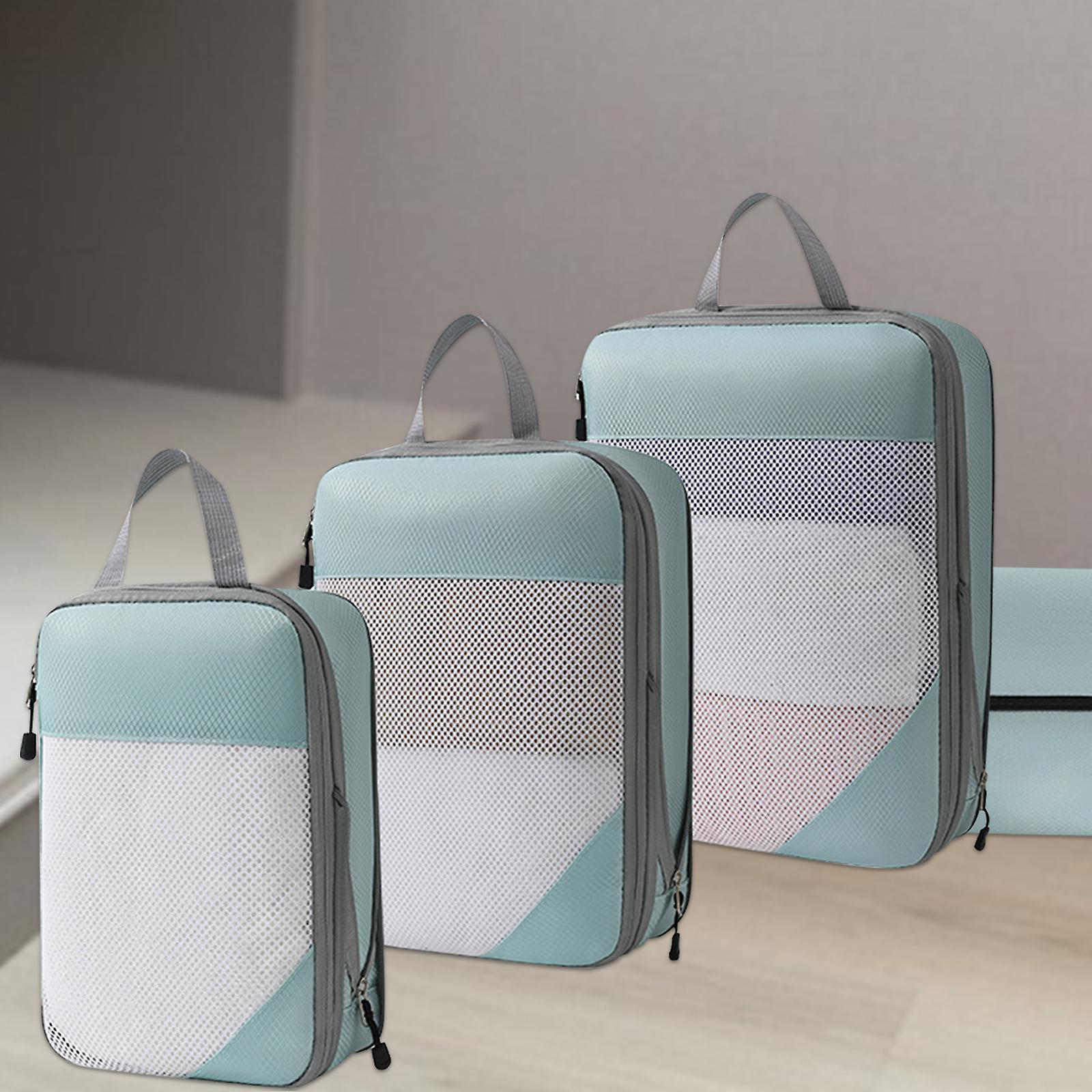 Compression Packing Cubes Travel Organizer, Black, Waterproof Clothes Storage Bags Set