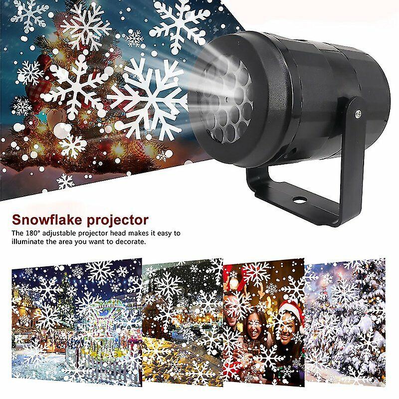 LED Snowflake Christmas Projector Light Moving Landscape Xmas Decor Lamp