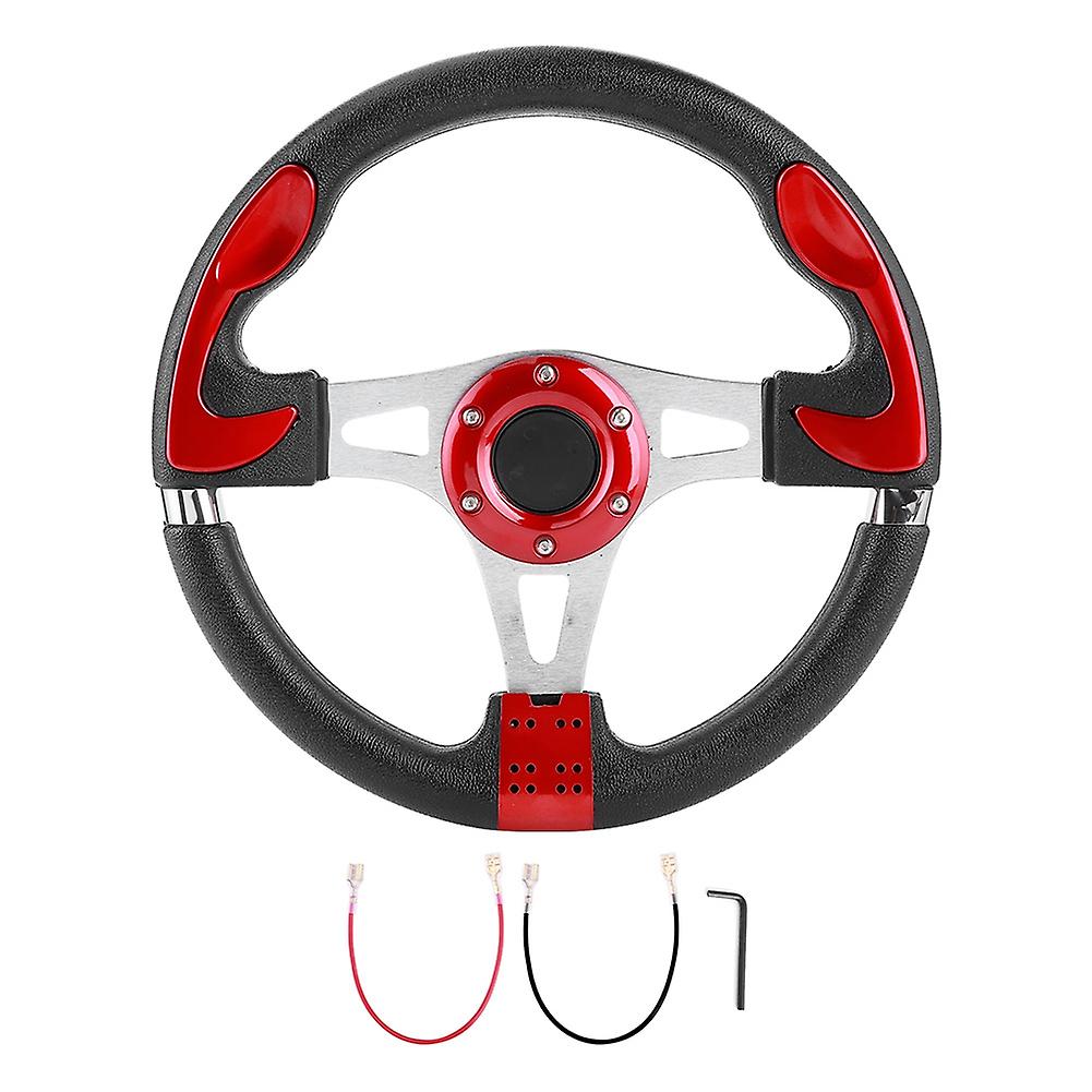 320mm/12.5in Car 12.5in Steering Wheel with Horn Button Universal Auto Modified PartsRed