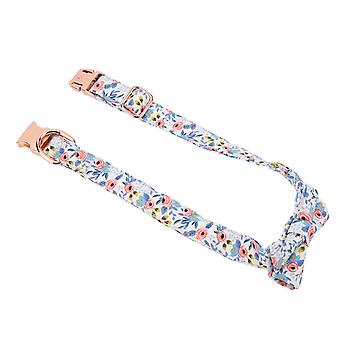 Dog Bow Tie Collar Cotton Adjustable Flower Pattern Cat Bowtie Collar with D Buckle for Dogs and CatsBlue Flower L