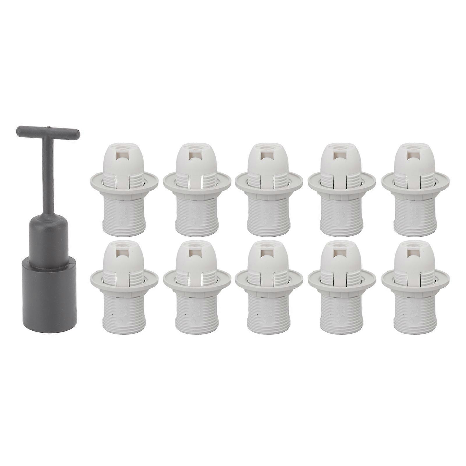 10 Pcs E14 Lamp Holder ABS Lamp Socket with Sleeve High Temperature Resistant for Home White