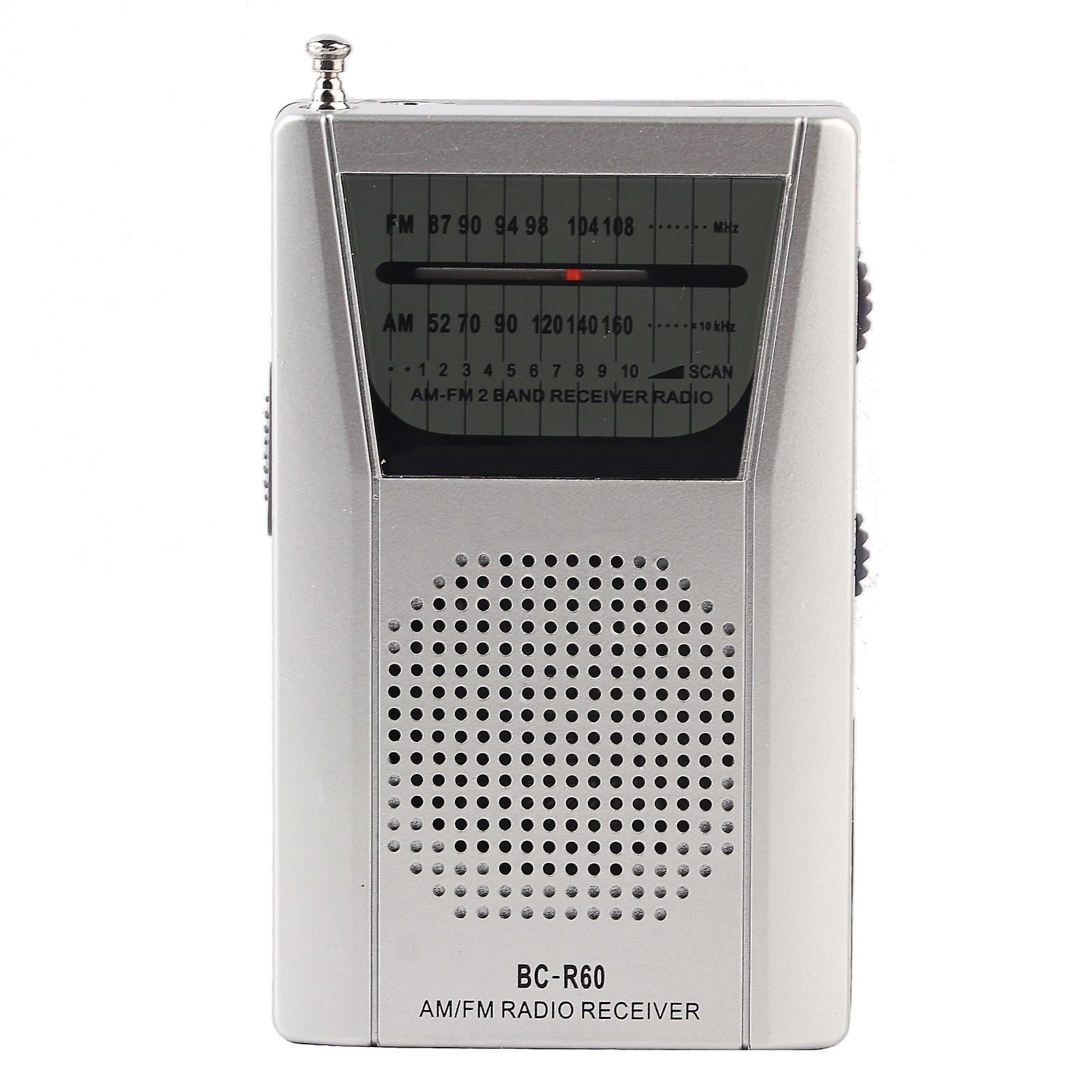 Universal Mini Radio Portable FM/AM World Receiver Built in Speaker Silver