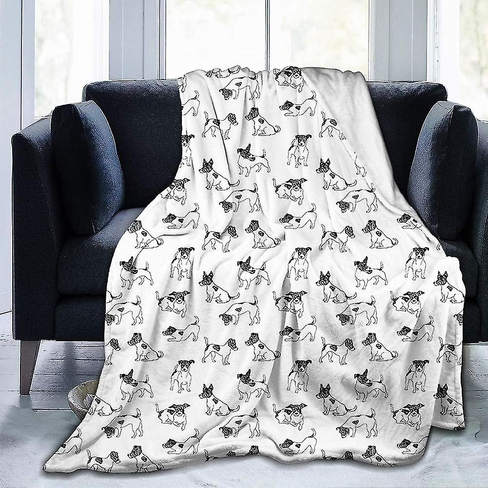 Ultra-soft Micro Fleece Soft And Warm Throw Blanket Dog Lover Sketch Style Hand Drawn Jack Russell Terrier Doodles In Various Stances Purebred"