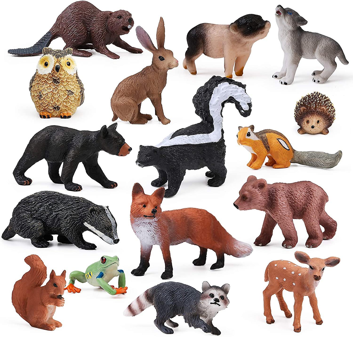 Figurines Animaux Forêt + 30 Arbres Miniatures - Décoration Table, Gâteau, Noël