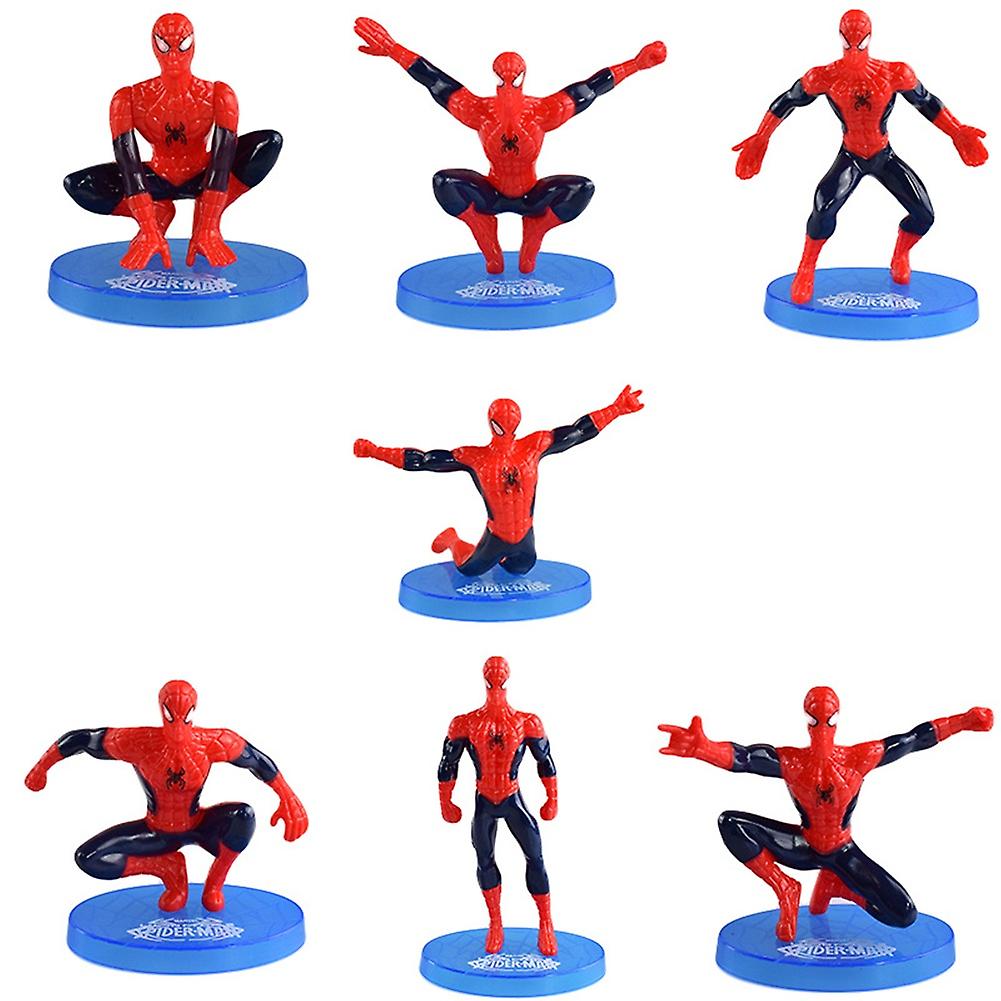 7Pcs/Set Super Heroes Spiderman Dolls Action Figure Statue Table Cake Decor