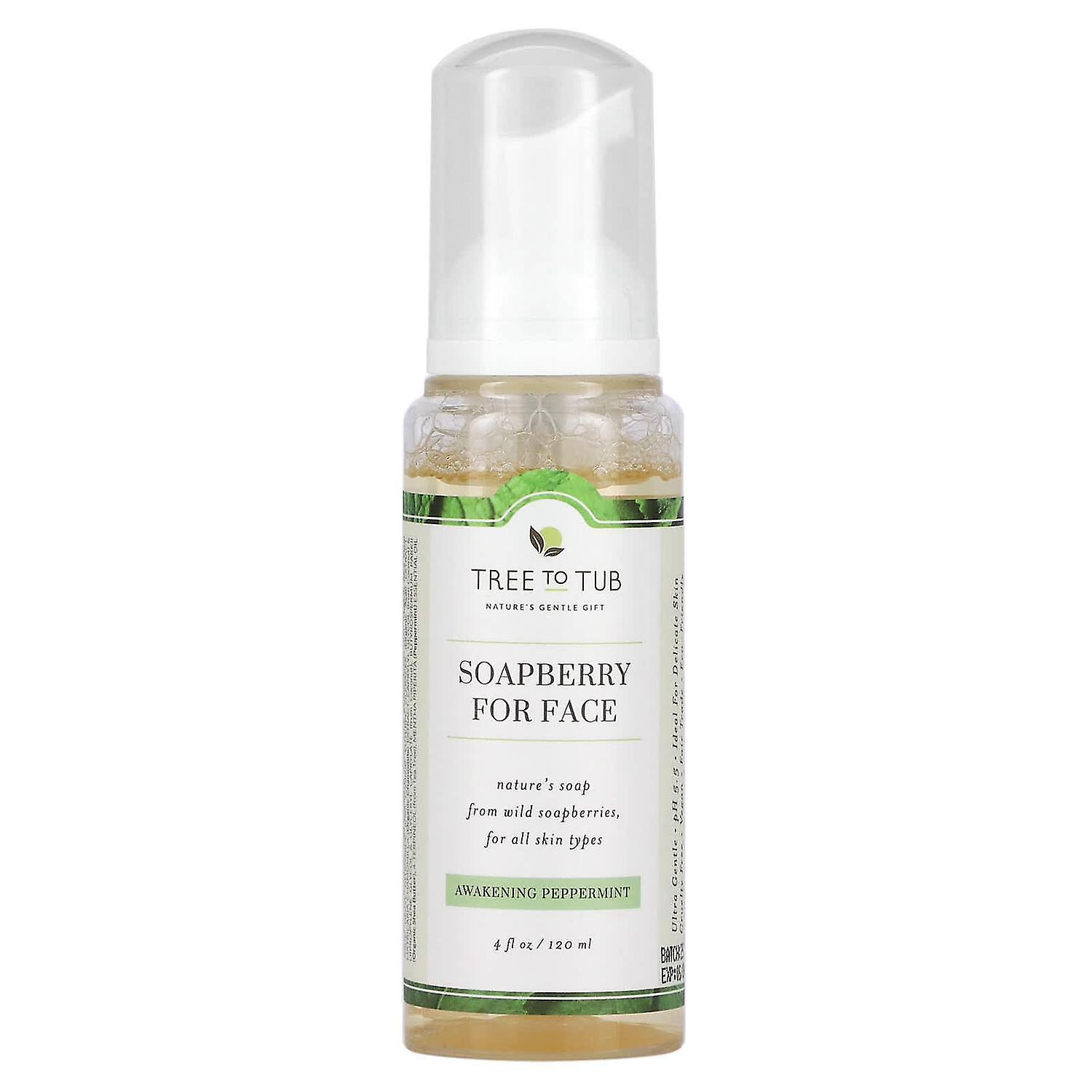 Tree To Tub, Soapberry Gentle Foaming Face Wash Cleanser, Oil Free, pH Balanced for Oily, Sensitive