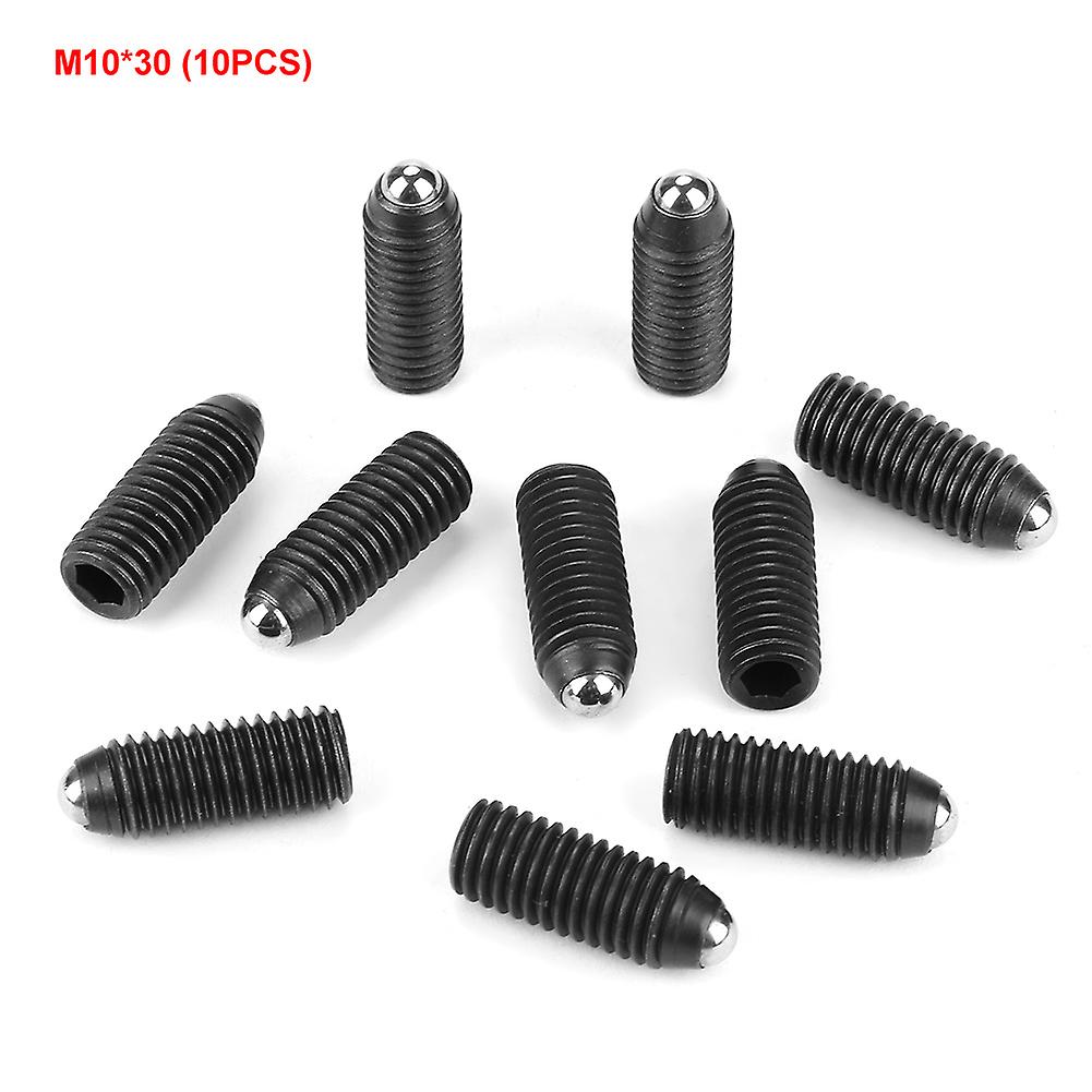 10pcs M10 Screw Thread Hex Socket Carbon Steel Ball Spring Plungers Set (M10*30)