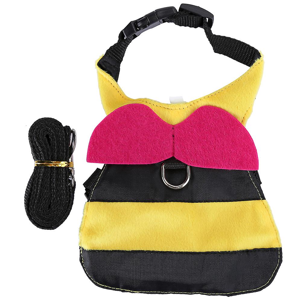 Adjustable Cartoon Bee Shape Pet Cat Rabbit Harness with Pulling Rope S