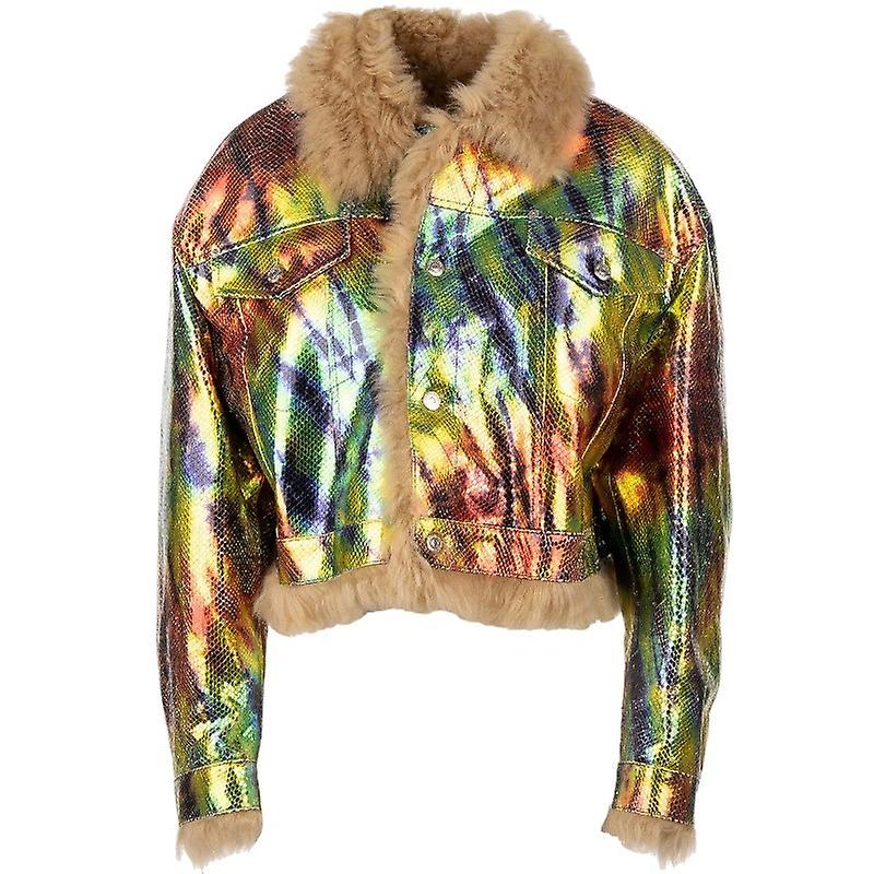 Dsquared2 Womens Leather Parka Jacket With Fur Runway Button