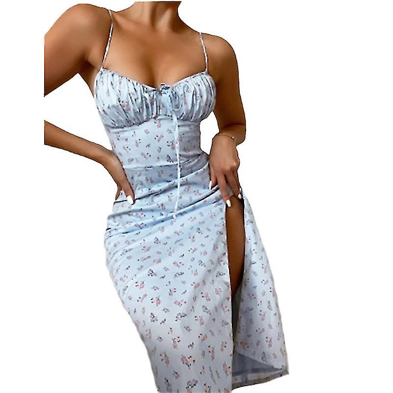 Strappy Sexy Dress Split Print Dresses