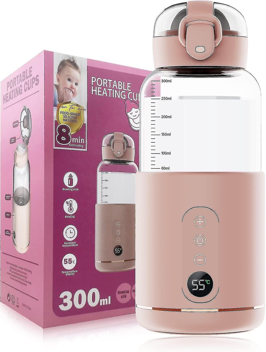 Portable Water Warmer Rechargeable For Formula, Breastmilk, Precise Temp Control, 300ml, Portable In