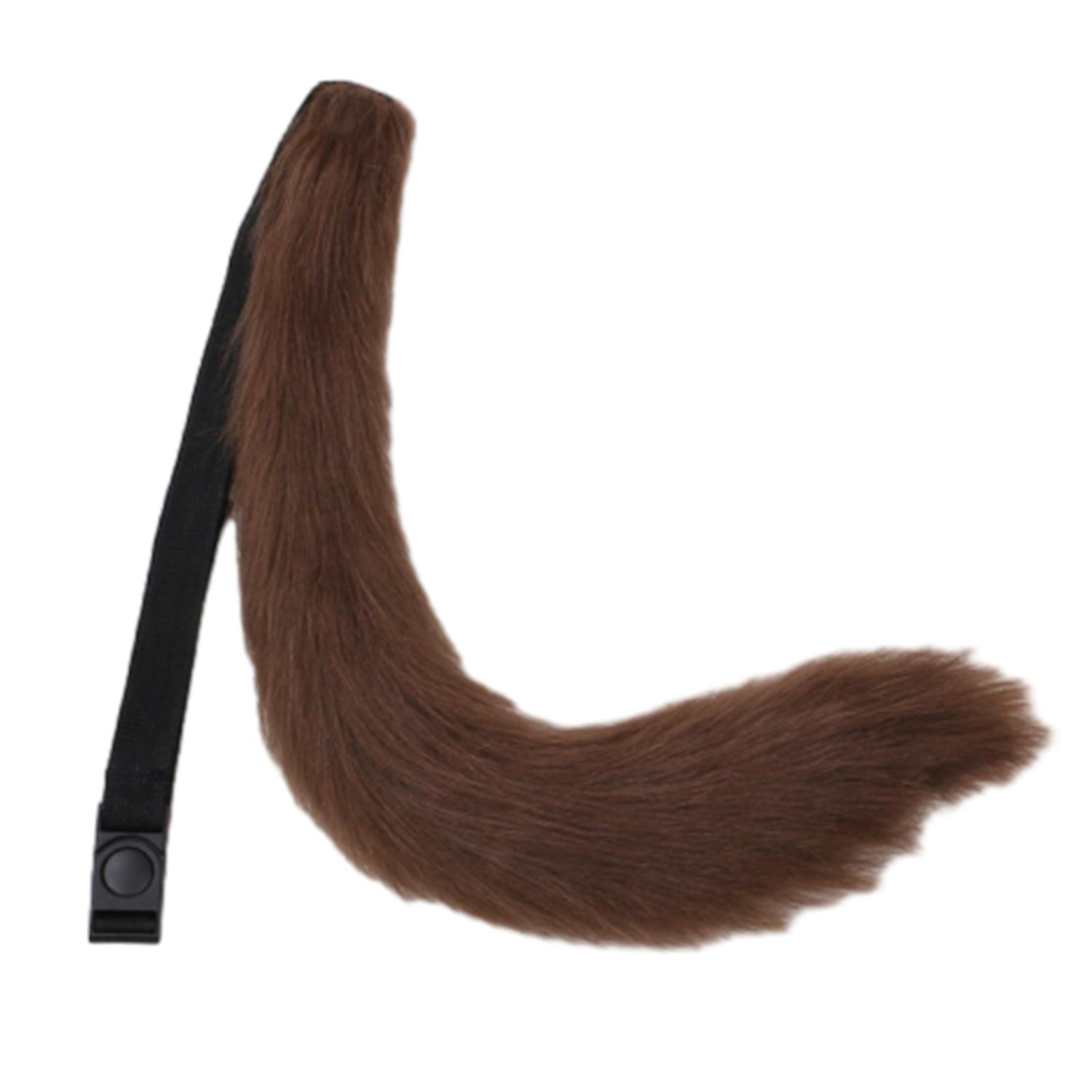 Cosplay Fake Fox Tail Soft Fuzzy Plush Solid Color Adjustable Waist Circumference Elastic Band Performance Club Dance Paty Costumes Prop Artificial