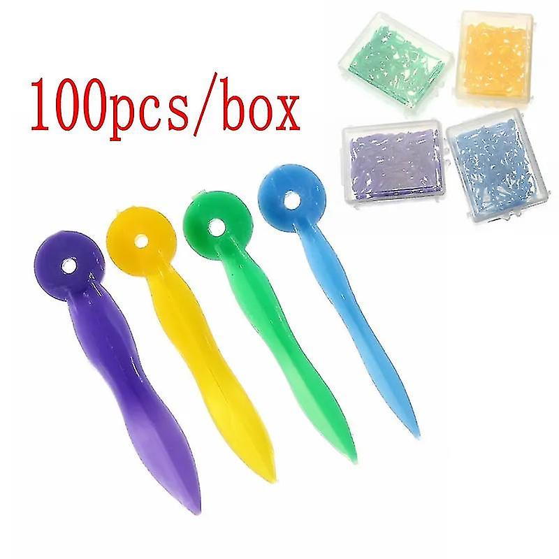 100ピース/ボックスディスポーザブルデンタルウェッジ医療用プラスチックアークコンケーブデザインダイアステマウェッジ、エンドサーキュラーホール歯科医ケアツール付き