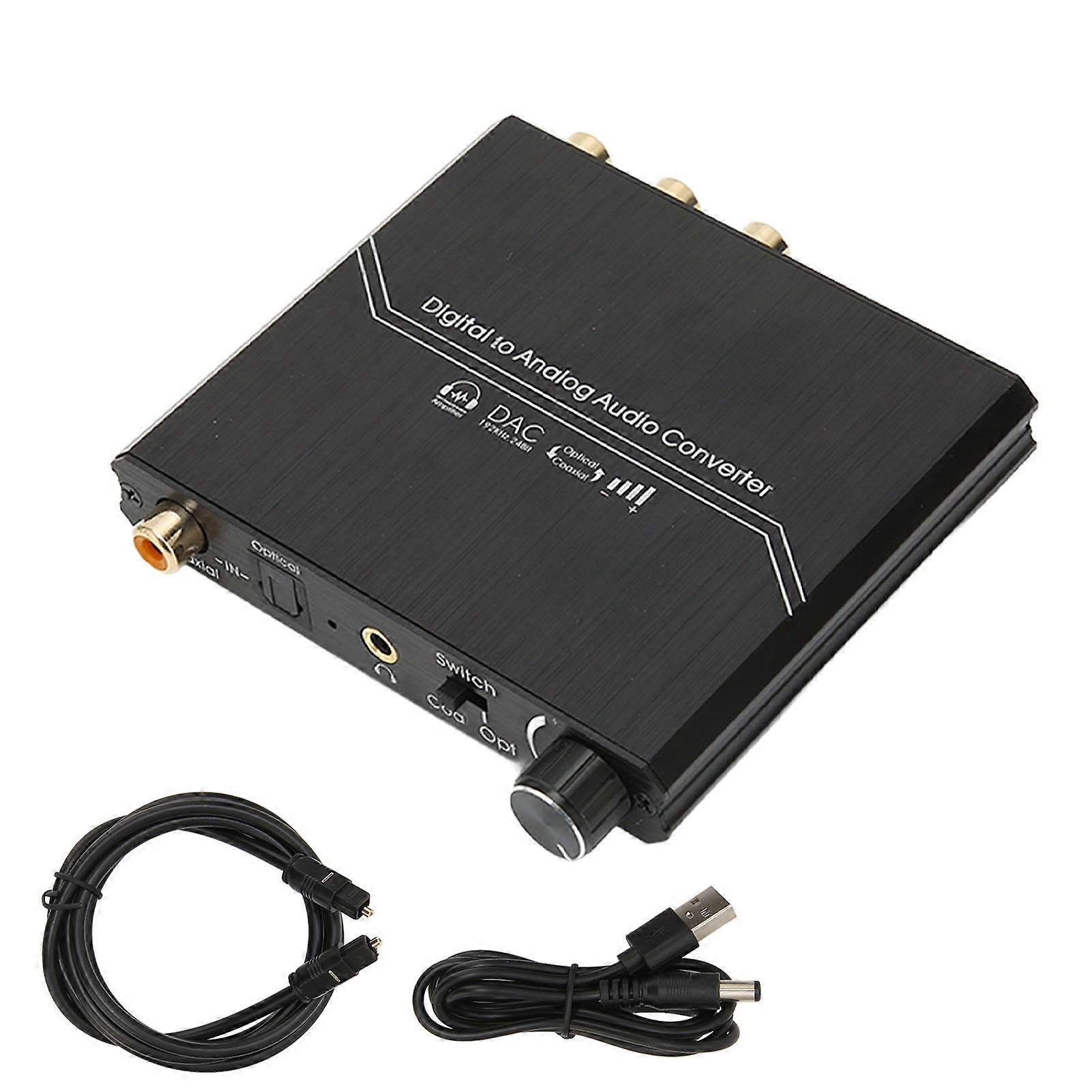 Digital To Analog Sound Converter 192khz Optical To Rca Stereo Dac Converter With 3.5mm Output Volume Bass Control