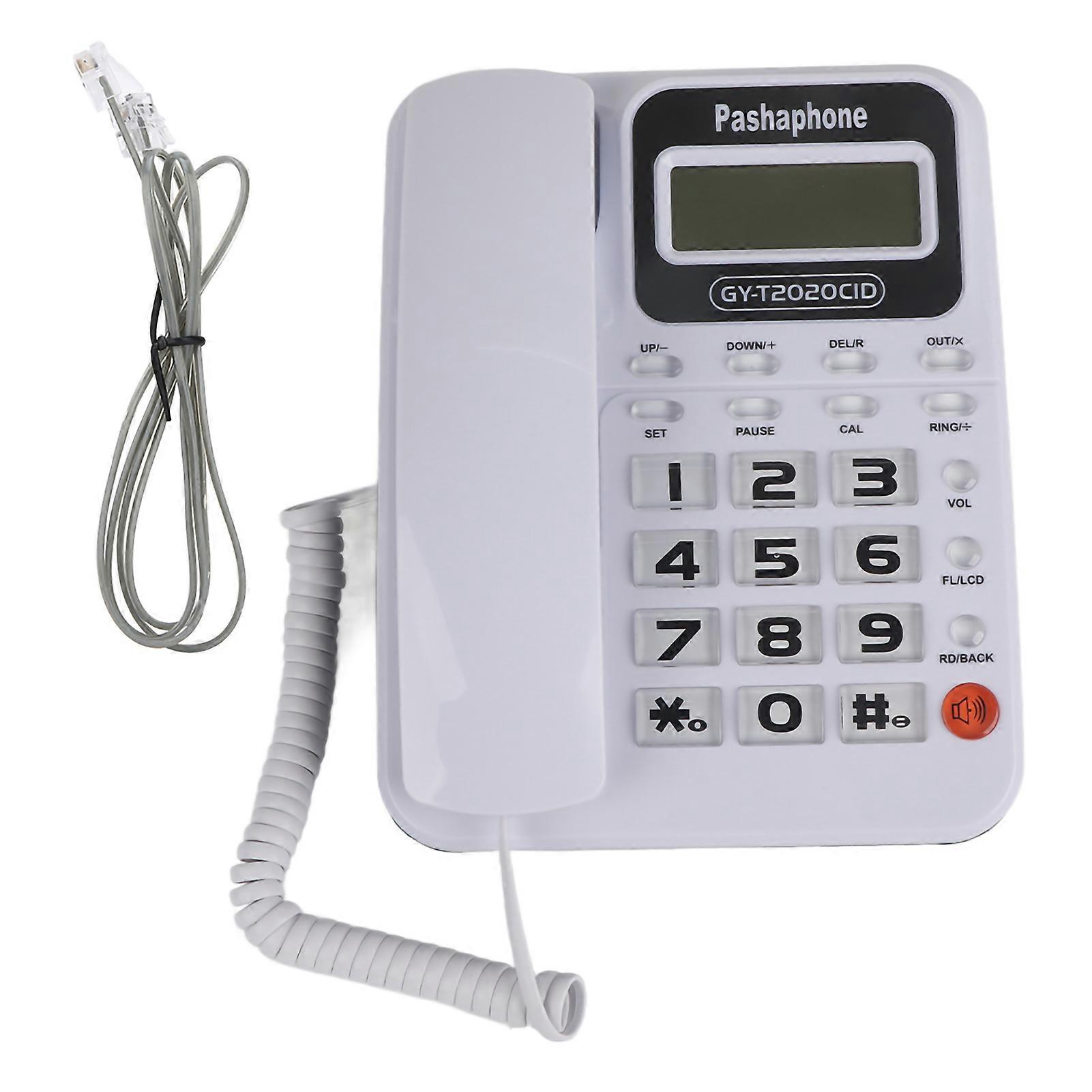 ABS GY T2020CID Wired Telephone with Speaker Caller ID Display Calculater(White ) Blanc