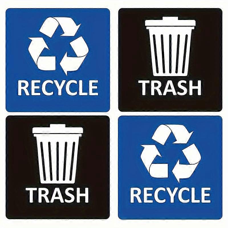 4pcs/pack Large 5x5 Inch Glossy Square Recycling Stickers - Self-Adhesive, Laminate, Single-Use Garbage Sign Decals for Trash Cans - Easy to Use Recyc