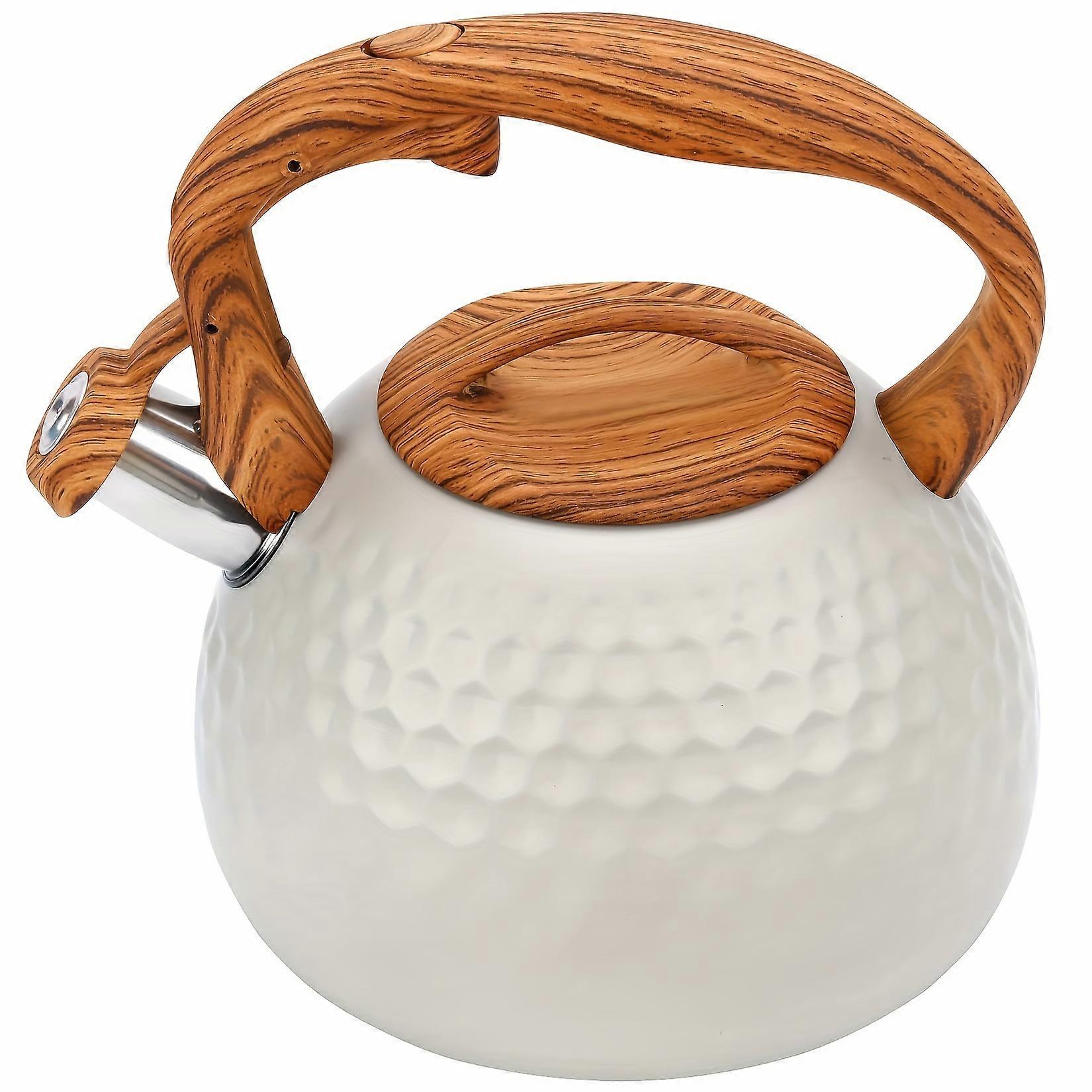 3L WoodPattern Handle Βραστήρας Τσαγιού - Premium ανοξείδωτο ατσάλι, Whistling Alert, Αέριο / Ηλεκτρική εστία συμβατή, Μεγάλη χωρητικότητα για καφέ, τσάι &; γάλα