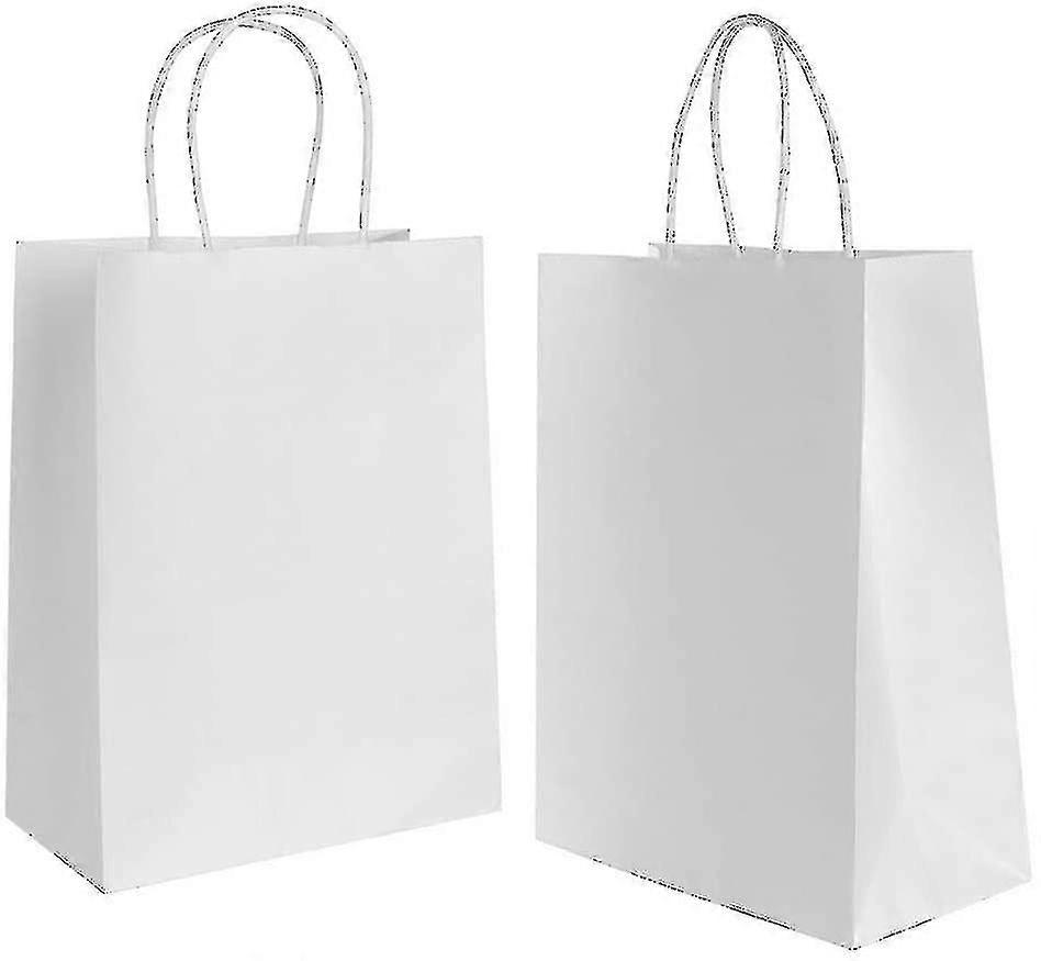 الأكثر مبيعا 20 كيس ورقي أبيض. كيس ورقي بمقبض. حقيبة هدايا لحفلة الاحتفال