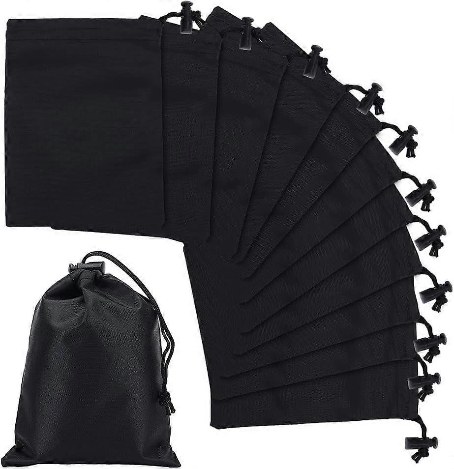 12 Pcs Polyester Drawstring Bags Black Nylon Bags Drawstring Storage Bags with Toggle Gift Bags
