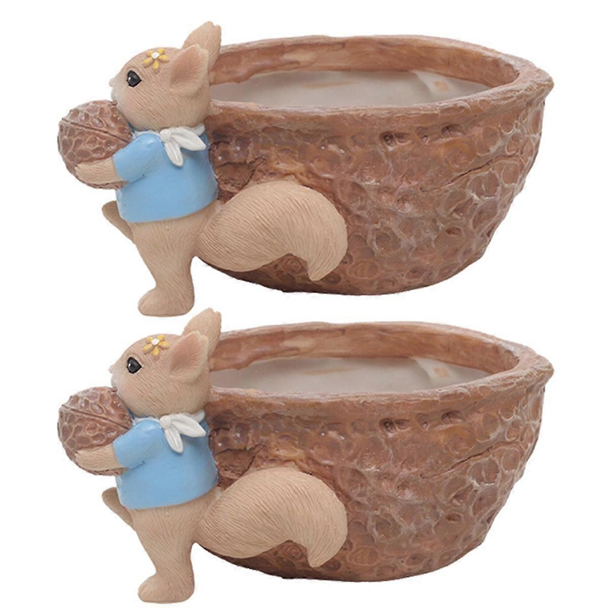 Squirrel Nut Garden Resin Flower Pot Desktop Gardening Succulent Potted Green Plant Decoration Walnuts