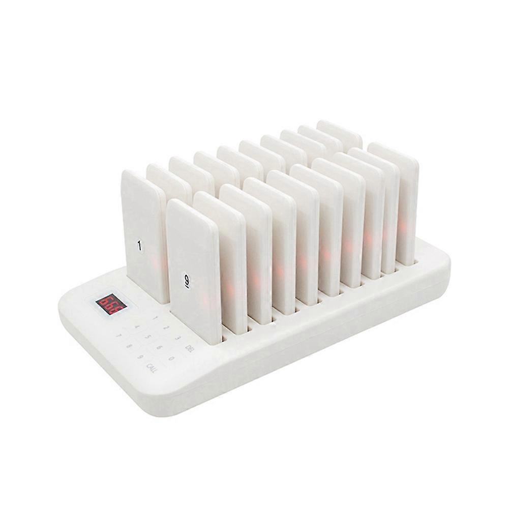 20 Pager Set Food Truck Coasters Buzzer Pagers Receiver Calling System for Bar Cafe Court Fast Coffee Shop EU Plug