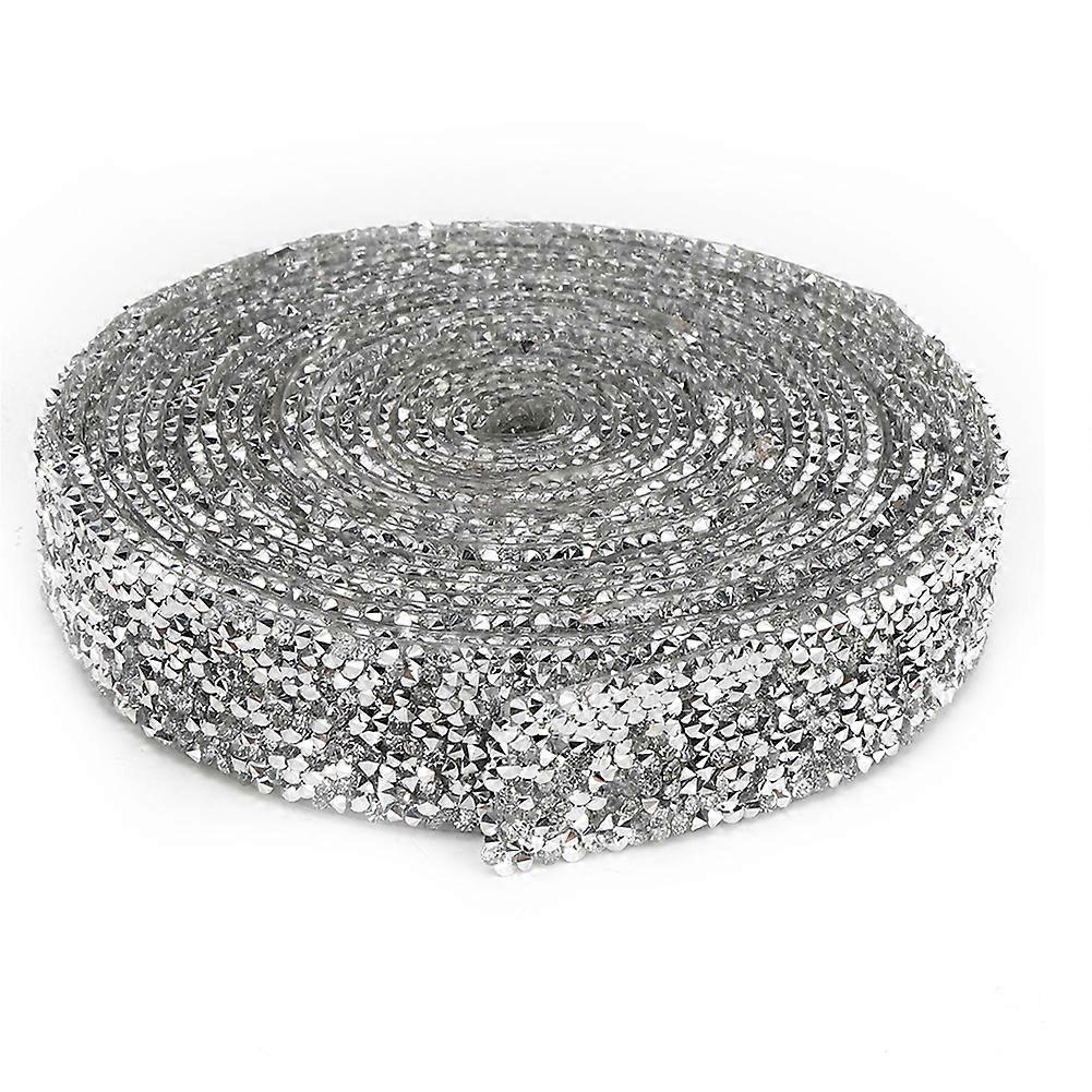 水钻饰边银色底座丝带DIY手工装饰手机壳汽车配件（2.5cm银色底座水钻5码）