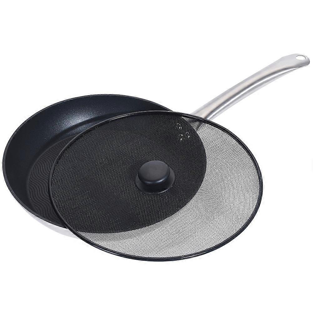 Frying pan lid: Protection against oil splashes, works as a sieve