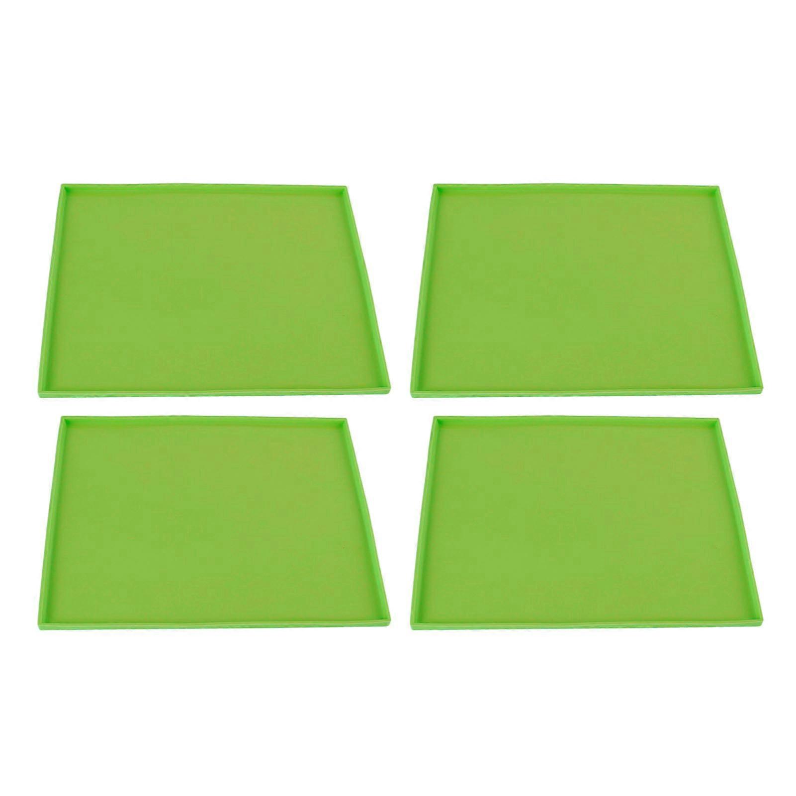 4Pcs Silicone Dehydrator Mats High Temperature Resistance Prevent Sticking Fruit Dehydrator Trays with Edge ,Green
