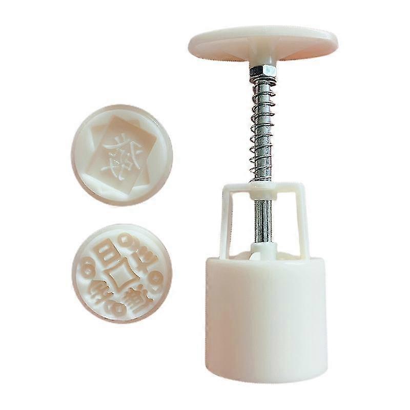 Round Side Thickened 3d Words Shape Design Pattern Mung Bean Sorbet Snowy Mooncake Hand-Pressing Plastic Material Moulds