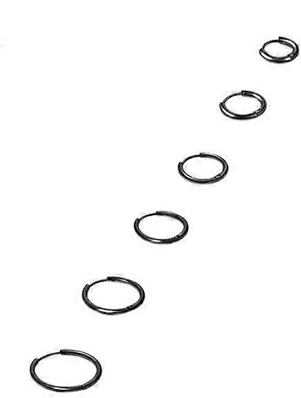 Set 6 Cercei, Inox, Negru
