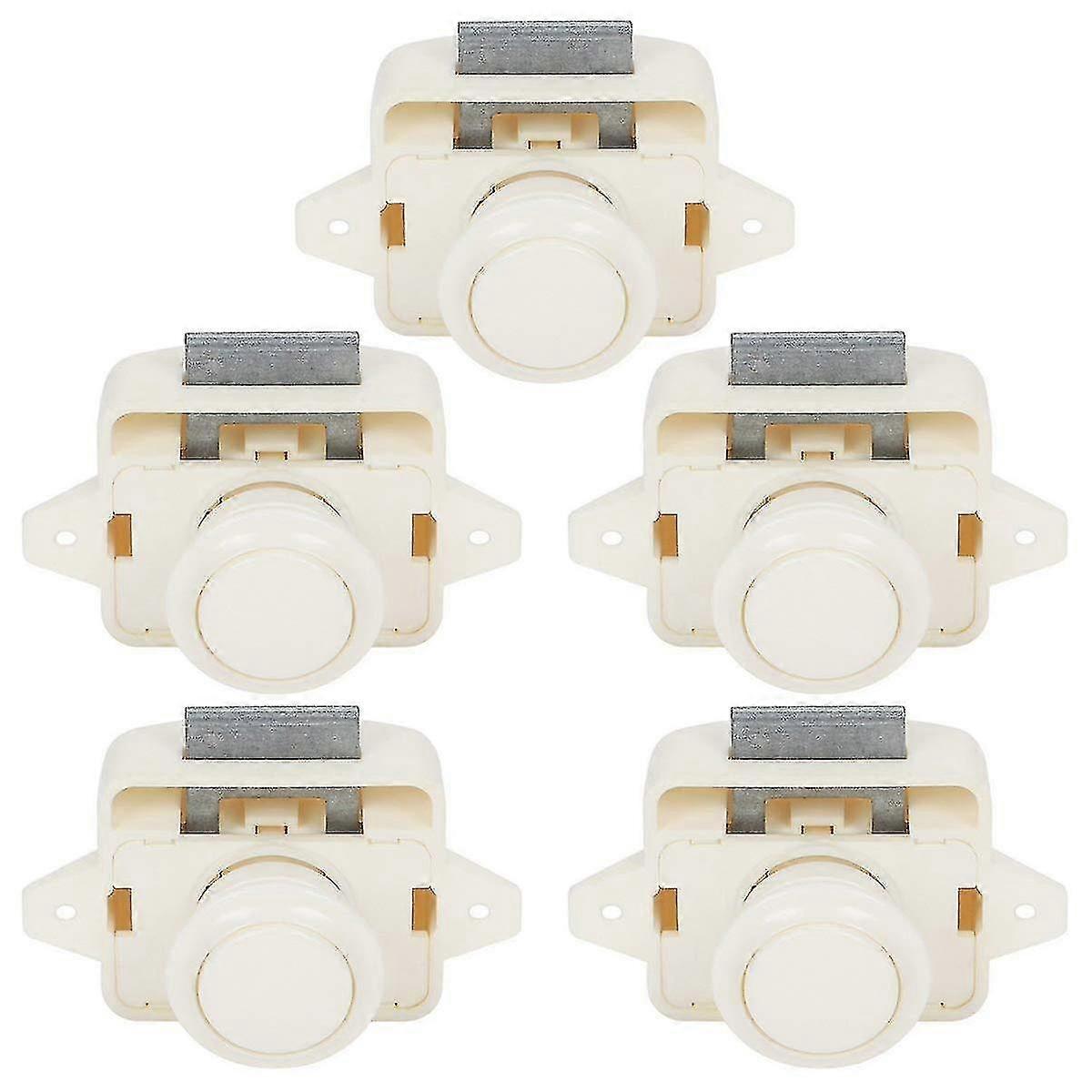 5 PCS Push Button Cabinet Door Catch Lock Caravan Latch Cupboard Knob