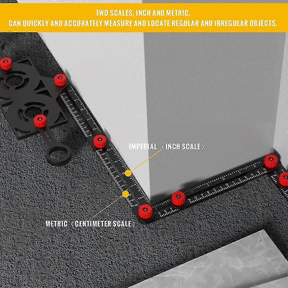 Aluminum Alloy 12-sided Multi-angle Measurement Folding Ruler Hd Scale Ceramic Tile Hole Locator Wire Box Locator With Locating Head Diy Handymen Tile