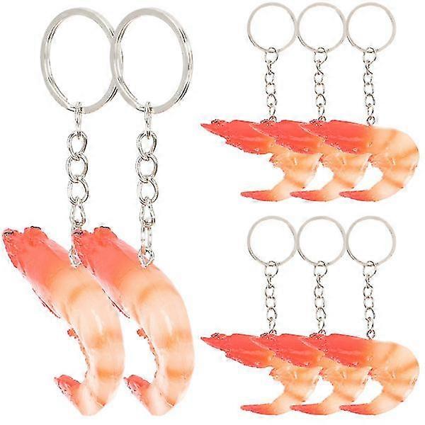 8pcs Simulation Shrimp Keychains Realistic Shrimp Pendant Bag Backpack Keychain