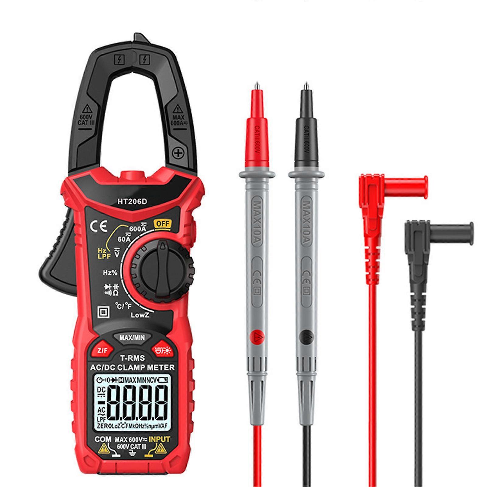 HT206 LCD Digital Clamp Meter Voltmeter Amp Ohmmeter Tester AC/DC Multimeter fL fq
