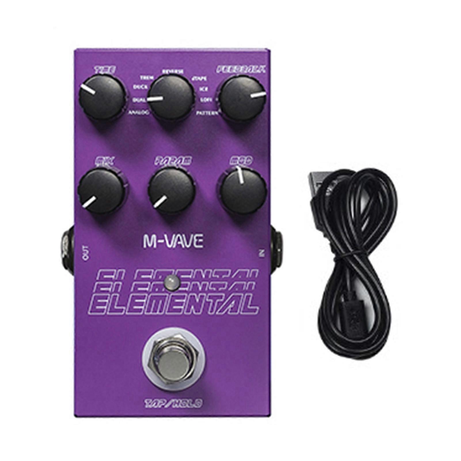 Digital Delay Pedal with 9 Effects Knob Control Guitar Pedal 6.35mm Input Output Metal Case DC9V Type C Power Supply