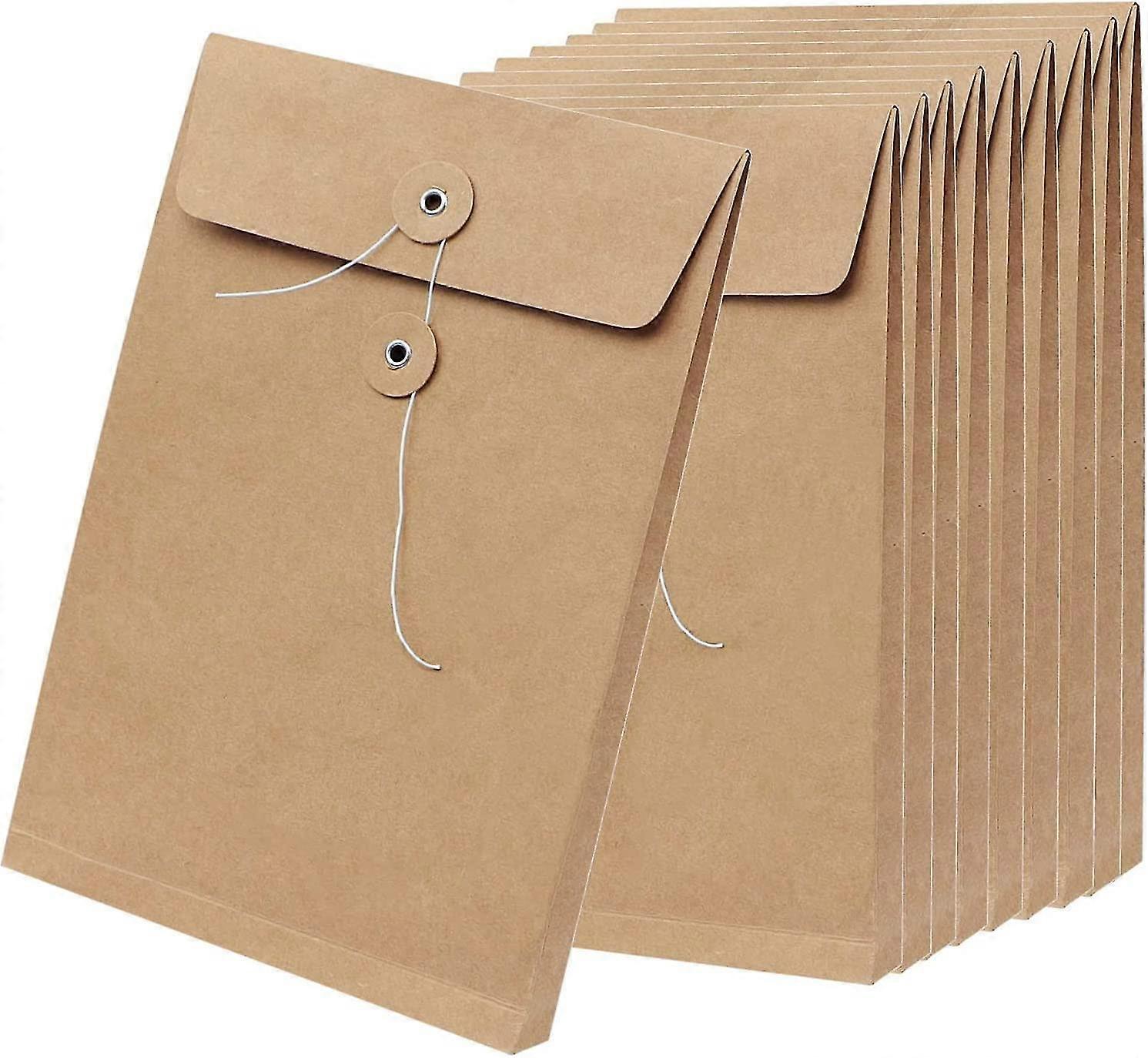 10pcs μεγάλο A4 Gussetted φάκελοι εγγράφων εγγράφου foolscap self σφραγίδα ανακυκλωμένες τσάντες ισχυροί φάκελοι Μανίλα με πλυντήριο χορδών