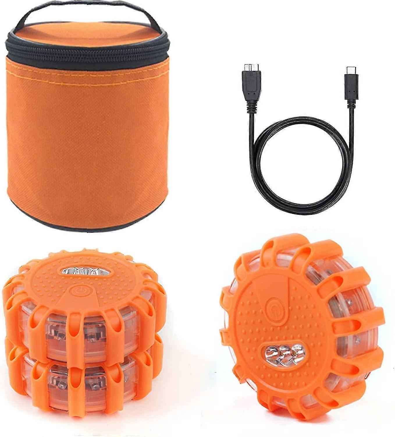 Kryp USB充電式LEDロードフレア緊急ライト - 道路脇警告車安全ビーコン点滅ディスクフレアキット磁気ベース付き車両およびボート用