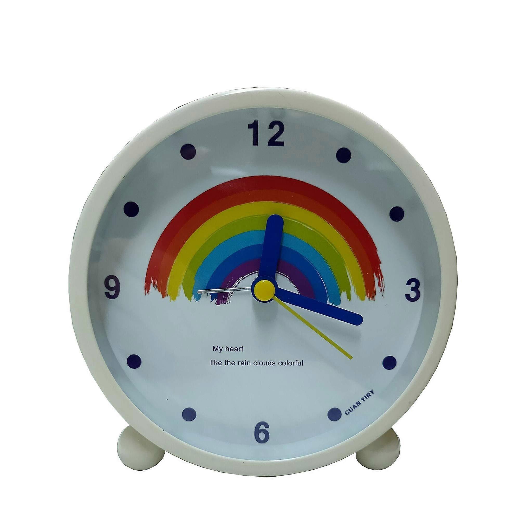Desktop Alarm Clock Classic Round Silent Alarm Clock Battery Powered Desk Bedside Clock No Ticking Night Light