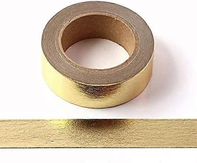 2Pcs Solid Foil Washi Tape Decorative Self Adhesive Masking Tape 15mm x 10 Meters (Gold)