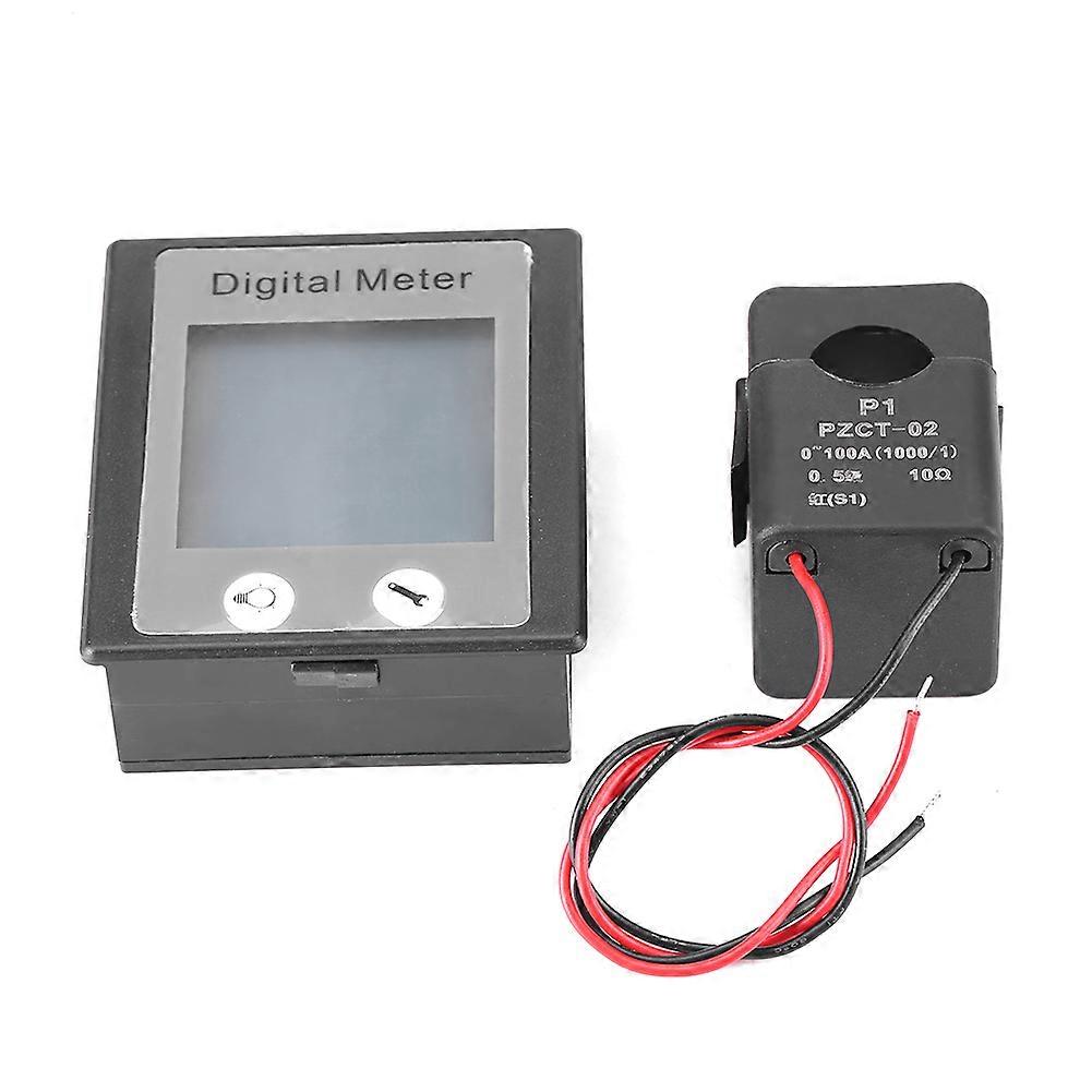 PEACEFAIR STN Display Screen AC 80-260V 100A Current Voltage Watt Energy Panel Voltmeter CT