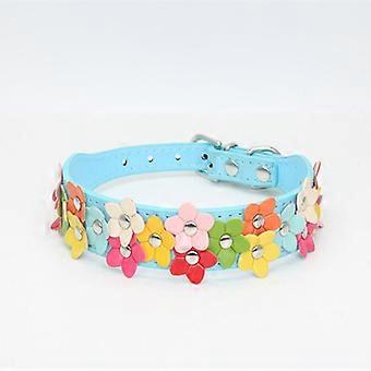 Vogue PU Leather High-quality Flowers Pet Supplies Adjustable 8 Colors For Choice Dog Collar Fashion Puppy Necklace Studded