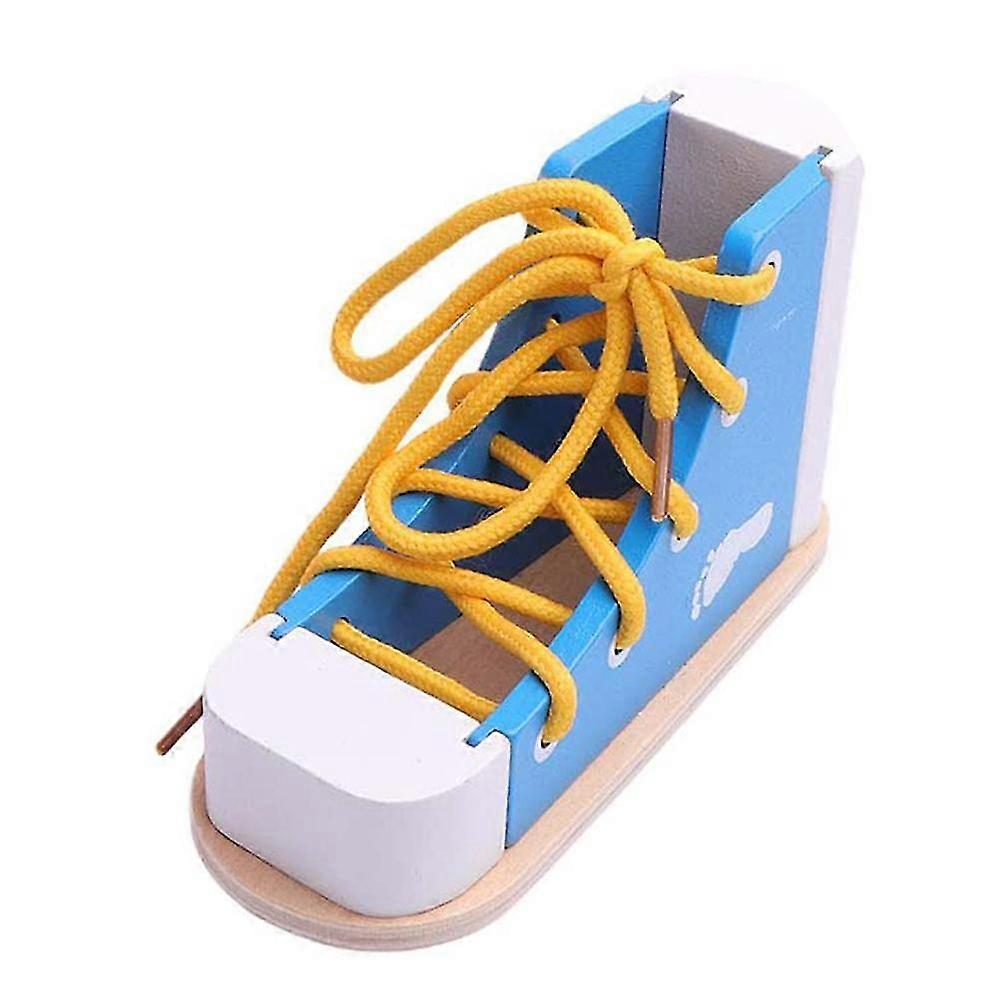 Kindergarten shoe stringing teaching for children to tie shoelaces and string wooden toy games
