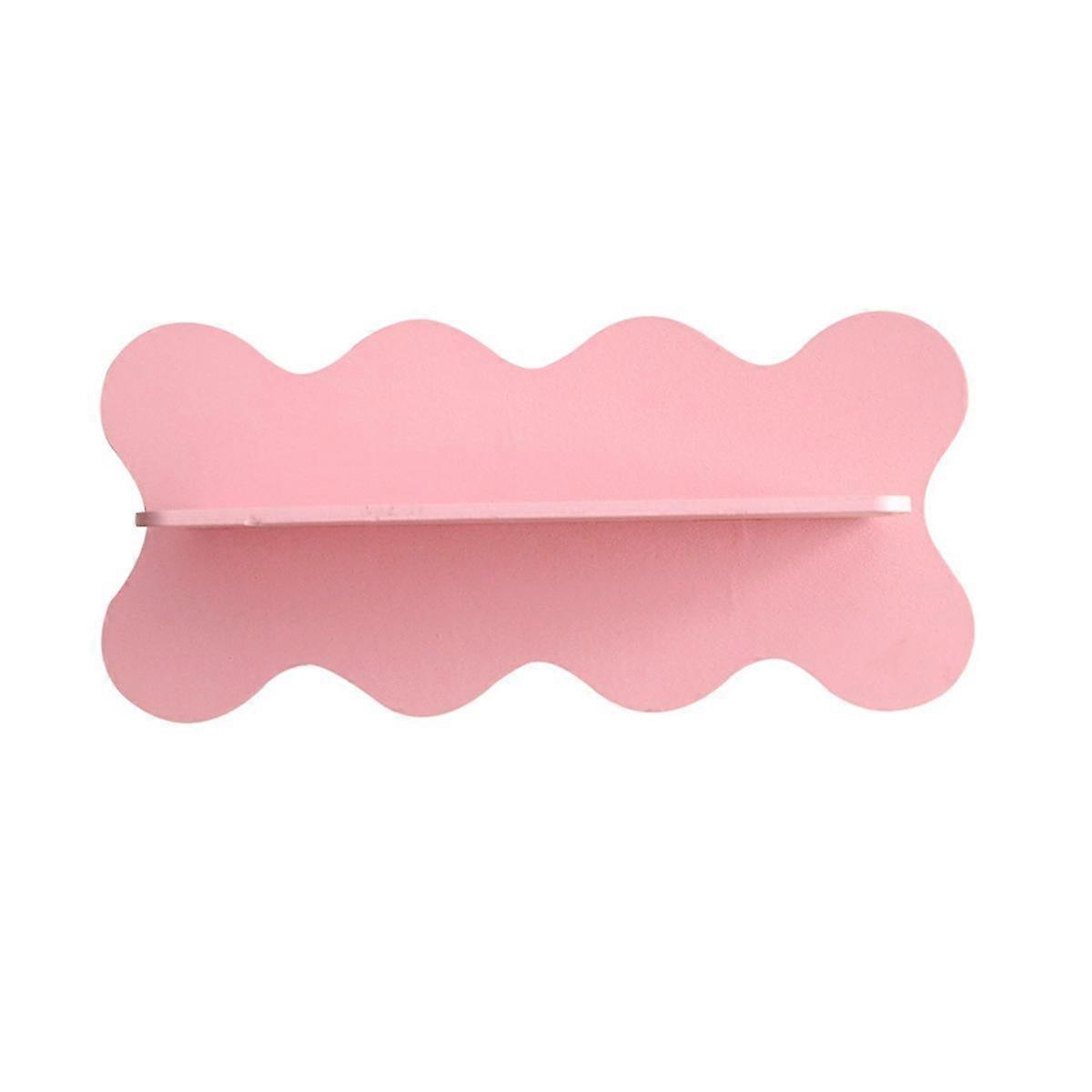 Wooden Wavy Storage Rack Wall Shelf Home Decoration Pink