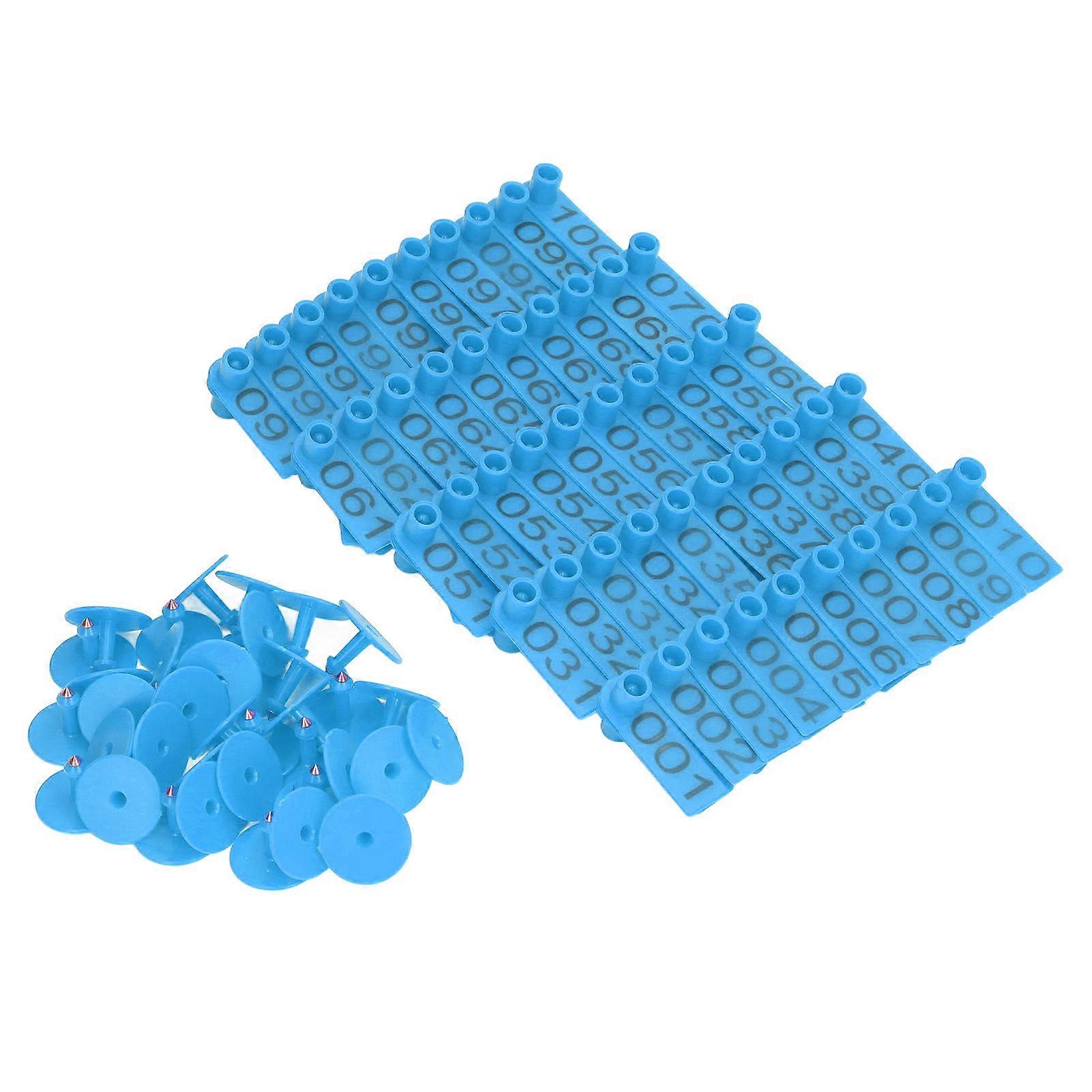 100 Sets Numbered Cattle Ear Tags Accurate Livestock Identification Card for Cow Pig Sheep Blue