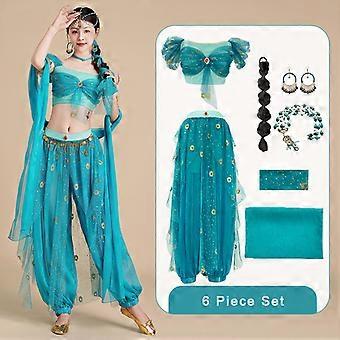 Déguisement Princesse Jasmine Avec Perruque, Top Et Pantalon, Pour Fille, Tailles 100 à 150, Idéal Pour Anniversaire, Halloween, Carnaval