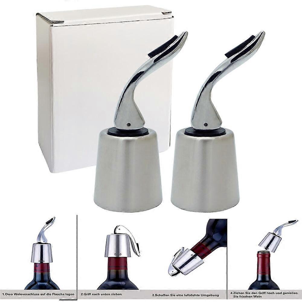 2 Piece Set (Sanding) Wine Stoppers for Open Wine Bottles, Stainless Steel Wine Bottle Stopper Saver, Reusable Rubber Cap